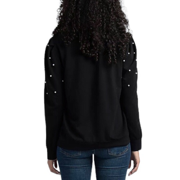 Como Vintage Black Sweater With Faux Pearl Detail. Size M NEW - Picture 2 of 8